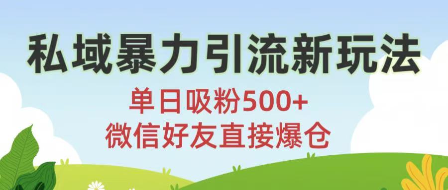 私域暴力引流新玩法!单日吸粉500+，微信好友直接爆仓网创库-网创项目资源站-副业项目-创业项目-搞钱项目网创库