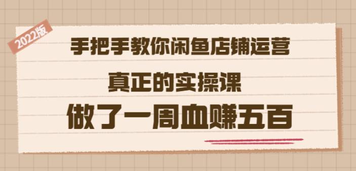 2022版《手把手教你闲鱼店铺运营》真正的实操课做了一周血赚五百(16节课)网创库-网创项目资源站-副业项目-创业项目-搞钱项目网创库