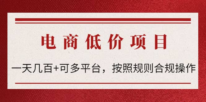 电商低价赔FU项目：按照规则合规操作网创库-网创项目资源站-副业项目-创业项目-搞钱项目网创库