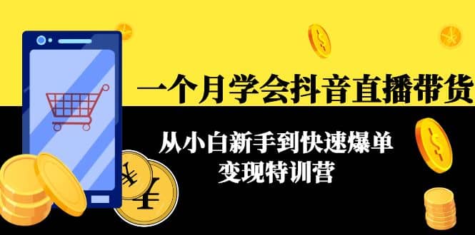 一个月学会抖音直播带货：从小白新手到快速爆单变现特训营(63节课)网创库-网创项目资源站-副业项目-创业项目-搞钱项目网创库