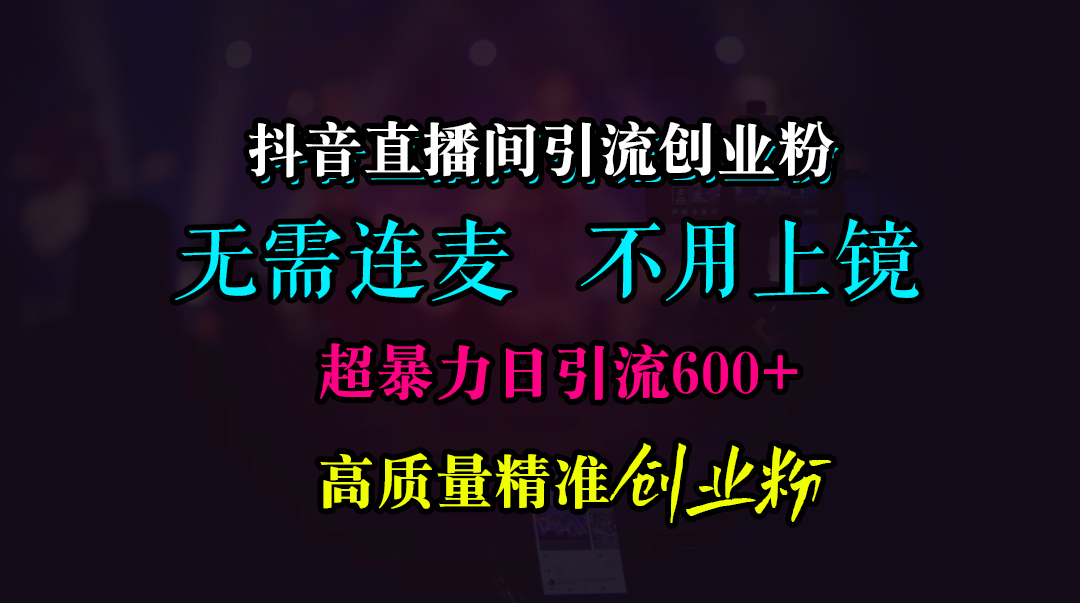 抖音直播间引流创业粉，无需连麦、无需上镜，超暴力日引流600+高质量精准创业粉网创库-网创项目资源站-副业项目-创业项目-搞钱项目网创库