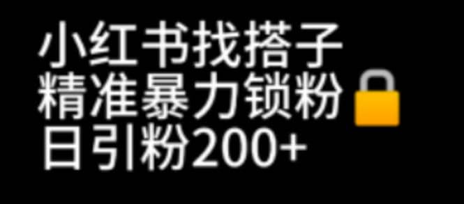 小红书找搭子暴力精准锁粉+引流日引200+精准粉网创库-网创项目资源站-副业项目-创业项目-搞钱项目网创库