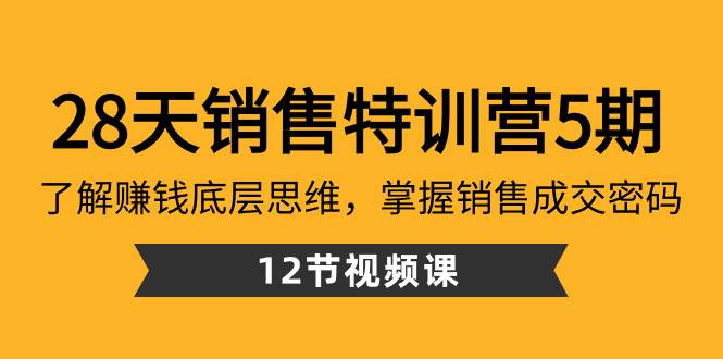 28天·销售特训营5期：了解赚钱底层思维，掌握销售成交密码（12节课）网创库-网创项目资源站-副业项目-创业项目-搞钱项目网创库