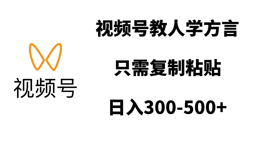 视频号教人学方言，只需复制粘贴，日入300-500+网创库-网创项目资源站-副业项目-创业项目-搞钱项目网创库
