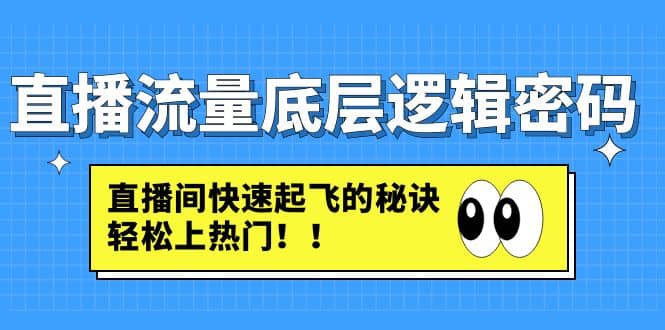 直播流量底层逻辑密码：直播间快速起飞的秘诀，轻松上热门网创库-网创项目资源站-副业项目-创业项目-搞钱项目网创库