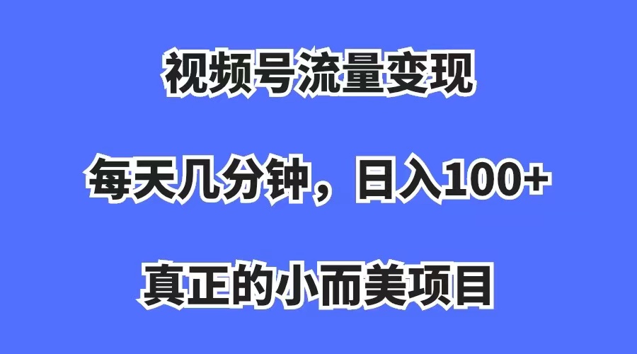 视频号流量变现，每天几分钟，收入100+，真正的小而美项目网创库-网创项目资源站-副业项目-创业项目-搞钱项目网创库