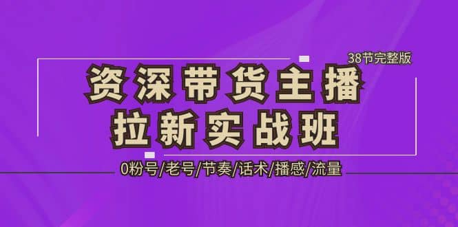 资深·带货主播拉新实战班，0粉号/老号/节奏/话术/播感/流量-38节完整版网创库-网创项目资源站-副业项目-创业项目-搞钱项目网创库