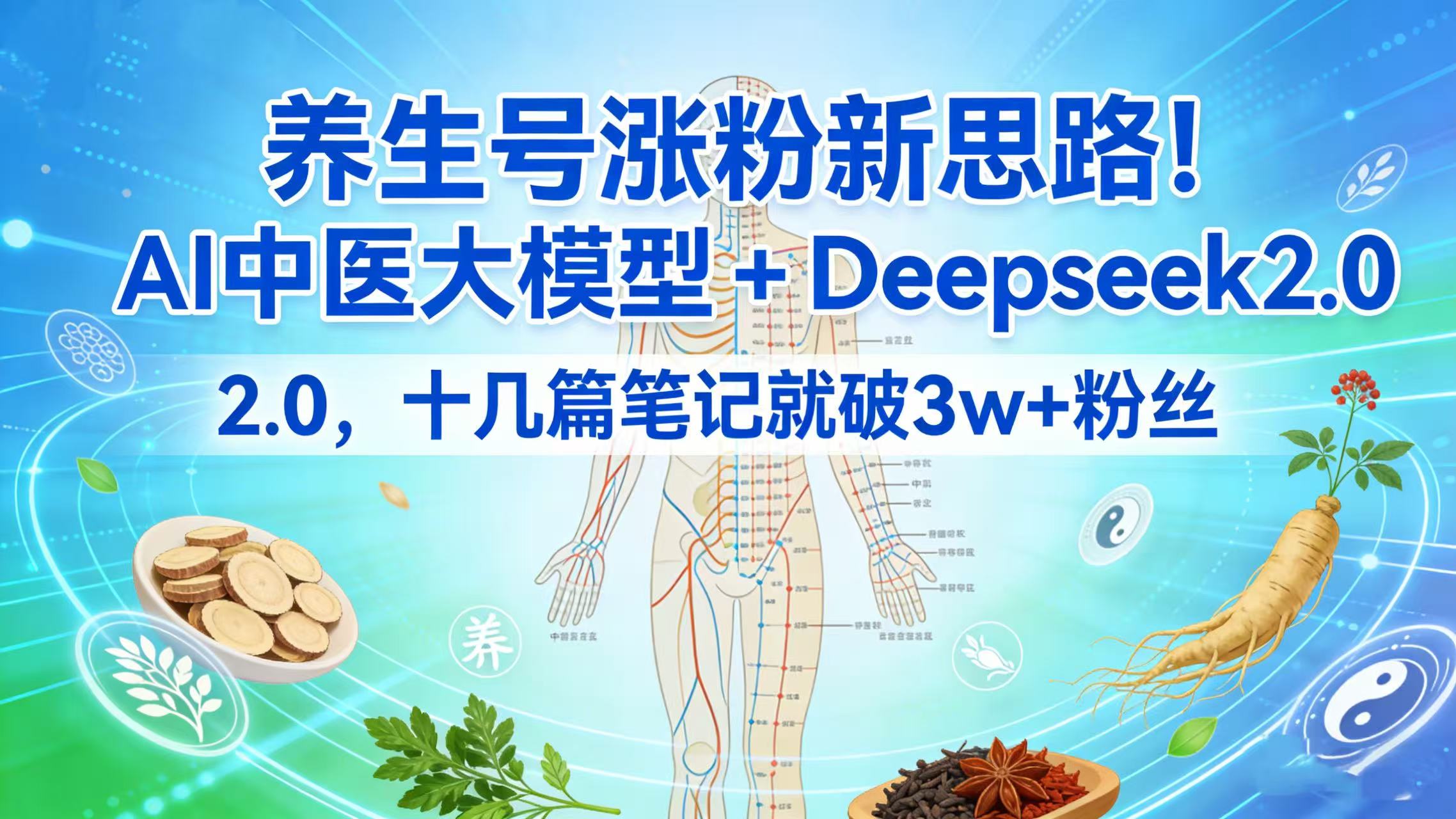 养生号涨粉新思路！AI 中医大模型 + Deepseek 2.0，十几篇笔记就破 3w + 粉丝网创库-网创项目资源站-副业项目-创业项目-搞钱项目网创库
