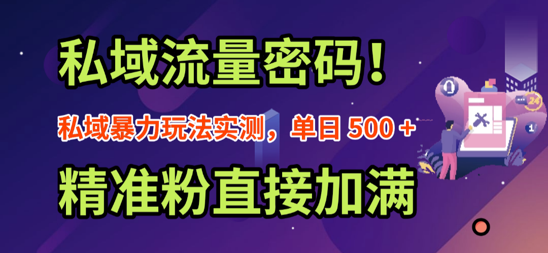 私域流量密码！私域暴力玩法实测，单日 500 + 精准粉直接加满网创库-网创项目资源站-副业项目-创业项目-搞钱项目网创库