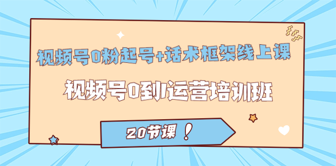 视频号·0粉起号+话术框架线上课：视频号0到1运营培训班（20节课）网创库-网创项目资源站-副业项目-创业项目-搞钱项目网创库