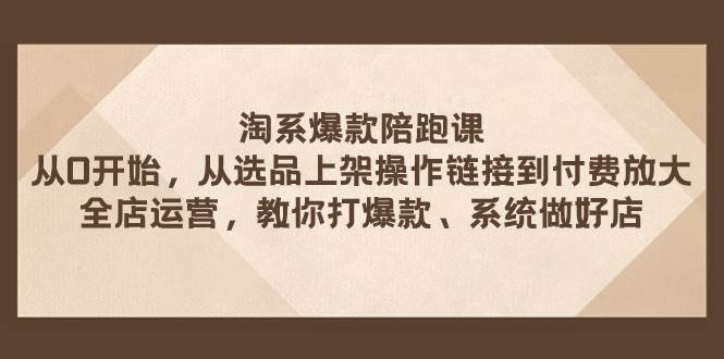 淘系爆款陪跑课 从选品上架操作链接到付费放大 全店运营 打爆款 系统做好店网创库-网创项目资源站-副业项目-创业项目-搞钱项目网创库