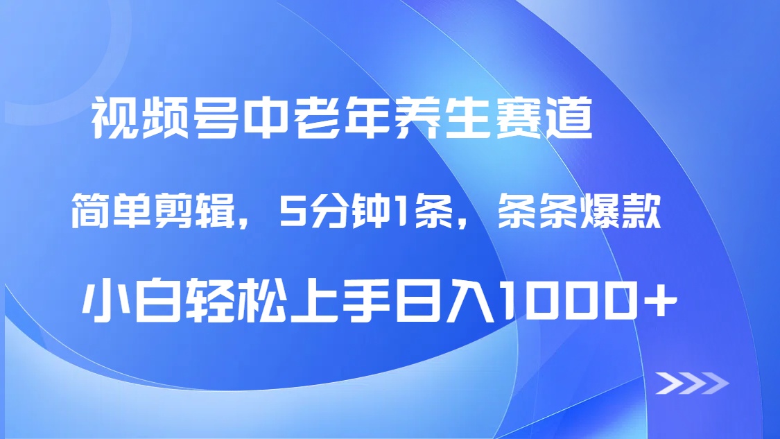 DeepSeek+既梦做视频号中老年养生赛道，条条爆款5分钟1条，轻松日入1000+网创库-网创项目资源站-副业项目-创业项目-搞钱项目网创库