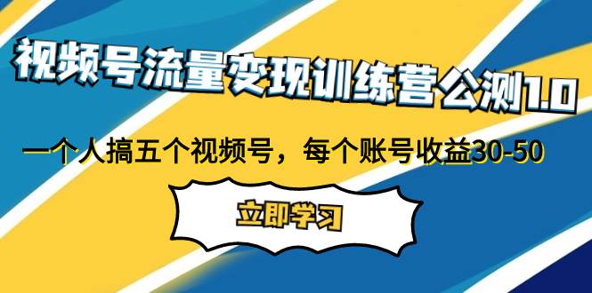 视频号流量变现训练营公测1.0：一个人搞五个视频号，每个账号收益30-50网创库-网创项目资源站-副业项目-创业项目-搞钱项目网创库