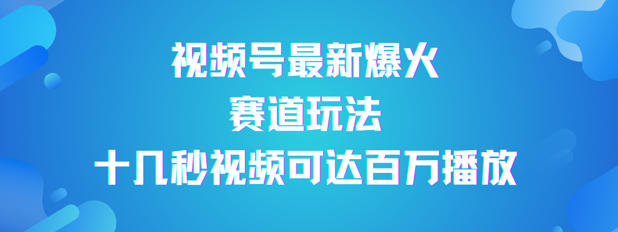 视频号最新爆火赛道玩法，流量巨大，视频制作简单，轻松月入数万网创库-网创项目资源站-副业项目-创业项目-搞钱项目网创库