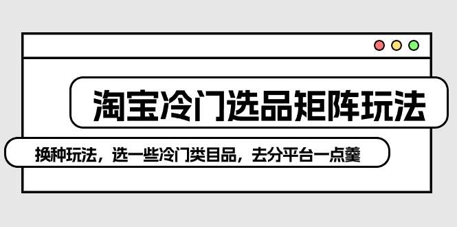 淘宝冷门选品矩阵玩法：换种玩法，选一些冷门类目品，去分平台一点羹网创库-网创项目资源站-副业项目-创业项目-搞钱项目网创库