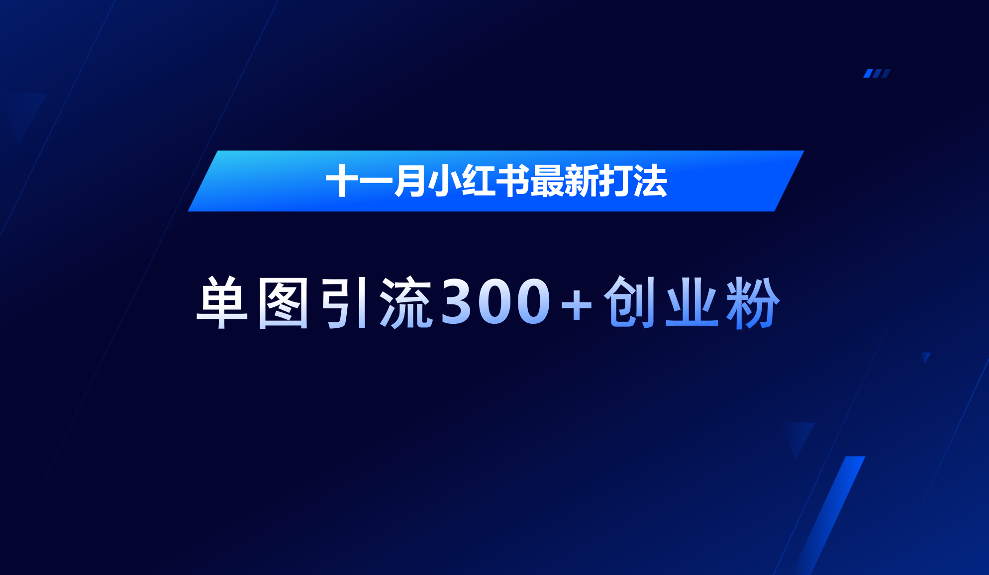 十一月，小红书最新打法，单图引流300+创业粉网创库-网创项目资源站-副业项目-创业项目-搞钱项目网创库
