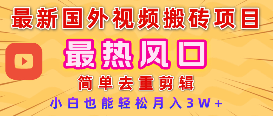 2025最新热门风口，国外视频搬砖项目，简单去重剪辑，小白也能轻松月入3W+网创库-网创项目资源站-副业项目-创业项目-搞钱项目网创库