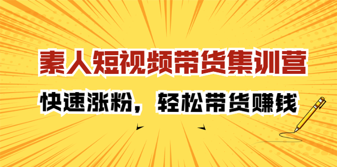 素人短视频带货集训营：快速涨粉，轻松带货赚钱网创库-网创项目资源站-副业项目-创业项目-搞钱项目网创库