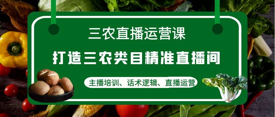 三农直播运营课：打造三农类目精准直播间，主播培训、话术逻辑、直播运营网创库-网创项目资源站-副业项目-创业项目-搞钱项目网创库