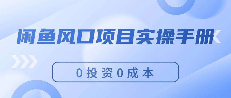 闲鱼风口项目实操手册，0投资0成本，让你做到，月入过万，新手可做网创库-网创项目资源站-副业项目-创业项目-搞钱项目网创库