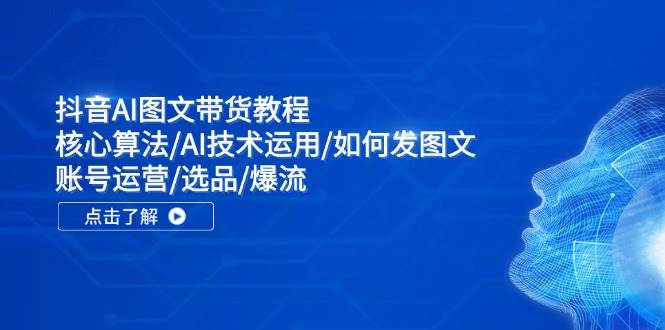 抖音AI图文带货教程：核心算法/AI技术运用/如何发图文/账号运营/选品/爆流网创库-网创项目资源站-副业项目-创业项目-搞钱项目网创库