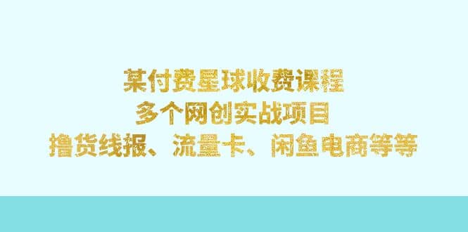 某付费星球课程：多个网创实战项目，撸货线报、流量卡、闲鱼电商等等网创库-网创项目资源站-副业项目-创业项目-搞钱项目网创库
