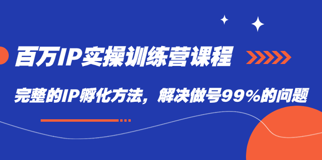 百万IP实战训练营课程，完整的IP孵化方法，解决做号99%的问题网创库-网创项目资源站-副业项目-创业项目-搞钱项目网创库