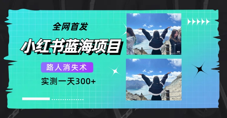 全网首发，小红书蓝海项目，路人消失术，实测一天300+（教程+工具）网创库-网创项目资源站-副业项目-创业项目-搞钱项目网创库