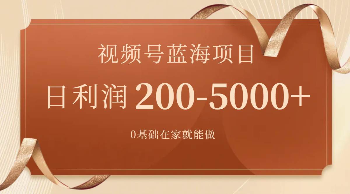 视频号蓝海项目，0基础在家也能做，一天200-5000+【附266G资料】网创库-网创项目资源站-副业项目-创业项目-搞钱项目网创库