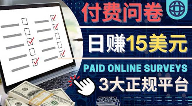 参与付费调查，利用自己的空闲时间完成问卷，适合新手的平台，日赚15美元网创库-网创项目资源站-副业项目-创业项目-搞钱项目网创库