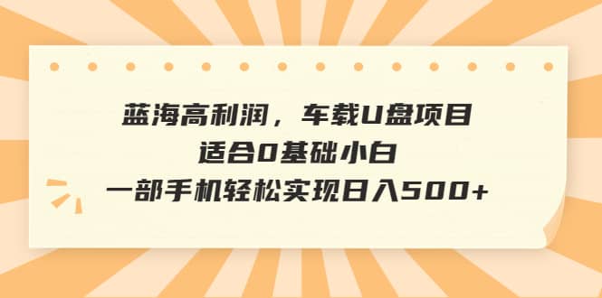 蓝海高利润，车载U盘项目，适合0基础小白，一部手机轻松实现日入500+网创库-网创项目资源站-副业项目-创业项目-搞钱项目网创库