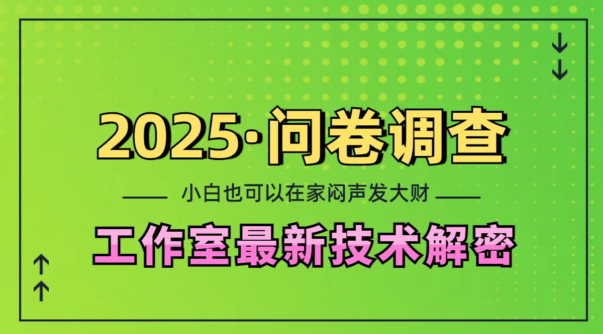 2025《问卷调查》最新工作室技术解密：一个人在家也可以闷声发大财，小白一天200+，可矩阵放大网创库-网创项目资源站-副业项目-创业项目-搞钱项目网创库