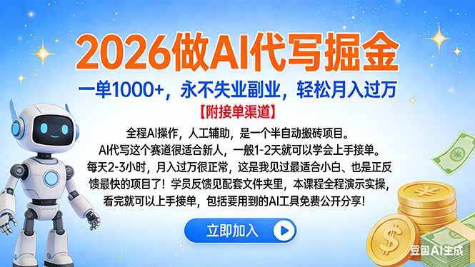 2026做AI代写掘金，一单1000+，永不失业副业，轻松月入过万网创库-网创项目资源站-副业项目-创业项目-搞钱项目网创库