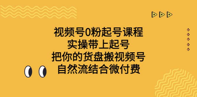 视频号0粉起号课程 实操带上起号 把你的货盘搬视频号 自然流结合微付费网创库-网创项目资源站-副业项目-创业项目-搞钱项目网创库