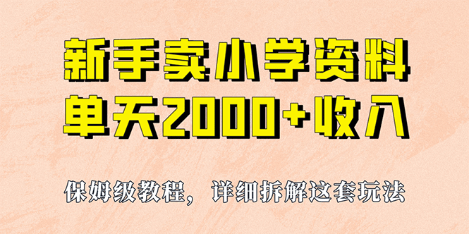 我如何通过卖小学资料，实现单天2000+，实操项目，保姆级教程+资料+工具网创库-网创项目资源站-副业项目-创业项目-搞钱项目网创库