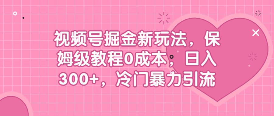 视频号掘金新玩法，保姆级教程0成本，日入300+，冷门暴力引流网创库-网创项目资源站-副业项目-创业项目-搞钱项目网创库