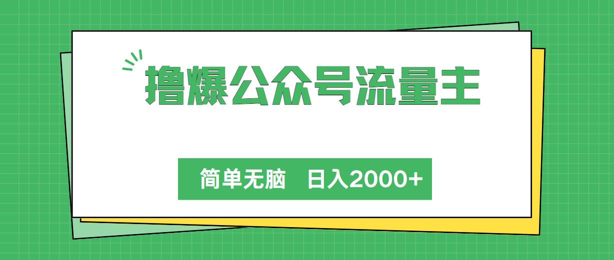 撸爆公众号流量主，简单无脑，单日变现2000+网创库-网创项目资源站-副业项目-创业项目-搞钱项目网创库