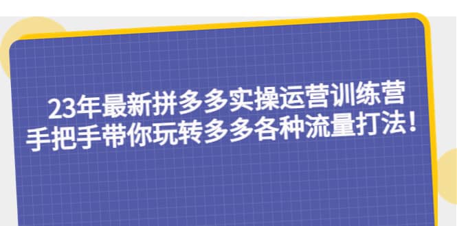 23年最新拼多多实操运营训练营：手把手带你玩转多多各种流量打法！网创库-网创项目资源站-副业项目-创业项目-搞钱项目网创库