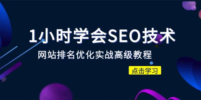 1小时学会SEO技术 网站排名优化实战高级教程-秒杀市面95%收费几千的SEO教程网创库-网创项目资源站-副业项目-创业项目-搞钱项目网创库