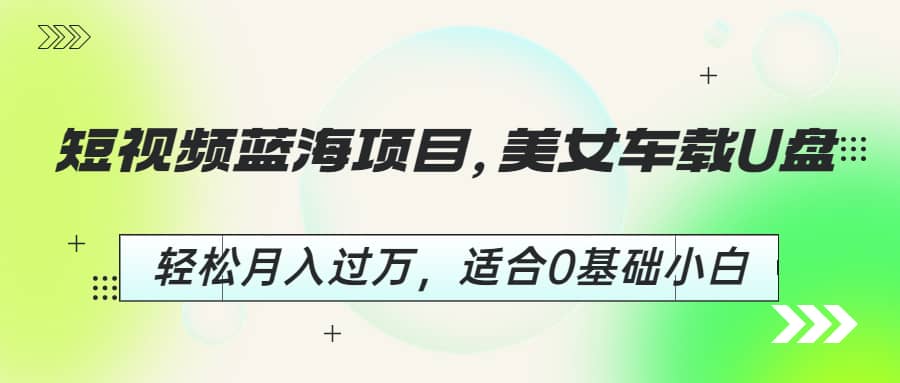 短视频蓝海项目，美女车载U盘，轻松月入过万，适合0基础小白网创库-网创项目资源站-副业项目-创业项目-搞钱项目网创库