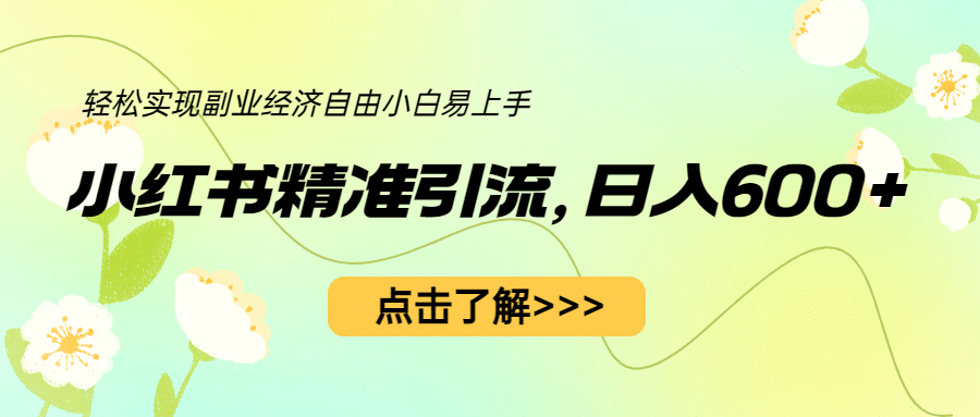 小红书精准引流，小白日入600+，轻松实现副业经济自由（教程+1153G资源）网创库-网创项目资源站-副业项目-创业项目-搞钱项目网创库