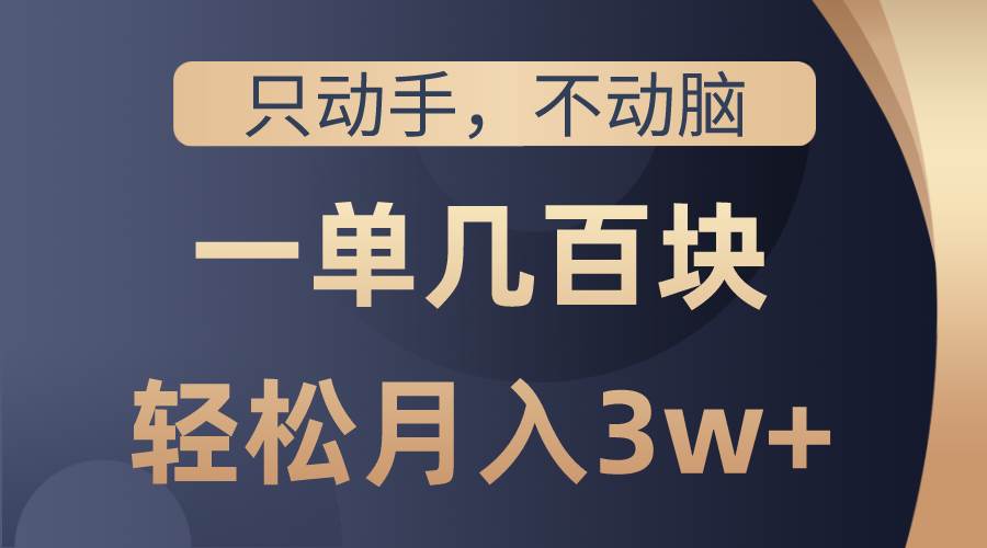只动手不动脑，一单几百块，轻松月入3w+，看完就能直接操作，详细教程网创库-网创项目资源站-副业项目-创业项目-搞钱项目网创库