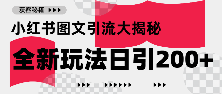 小红书图文引流，只需一张图片即可撬动百万流量，日引200+创业粉网创库-网创项目资源站-副业项目-创业项目-搞钱项目网创库