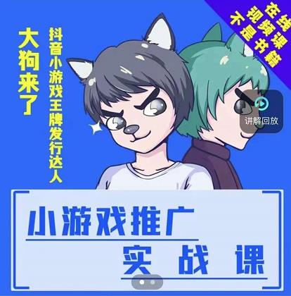 大狗来了：小游戏推广实战课，带你搭建一个游戏推广变现账号网创库-网创项目资源站-副业项目-创业项目-搞钱项目网创库