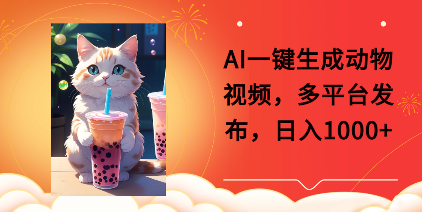 AI一键生成动物搞笑视频，多平台发布，轻松破千万播放，日入2000+网创库-网创项目资源站-副业项目-创业项目-搞钱项目网创库