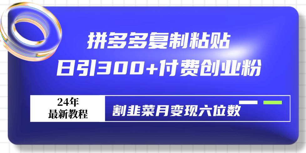 拼多多复制粘贴日引300+付费创业粉，割韭菜月变现六位数最新教程！网创库-网创项目资源站-副业项目-创业项目-搞钱项目网创库