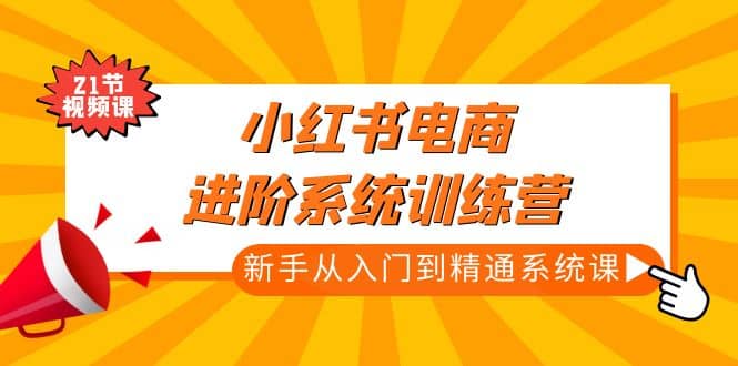 小红书电商进阶系统训练营：新手从入门到精通系统课（21节视频课）网创库-网创项目资源站-副业项目-创业项目-搞钱项目网创库