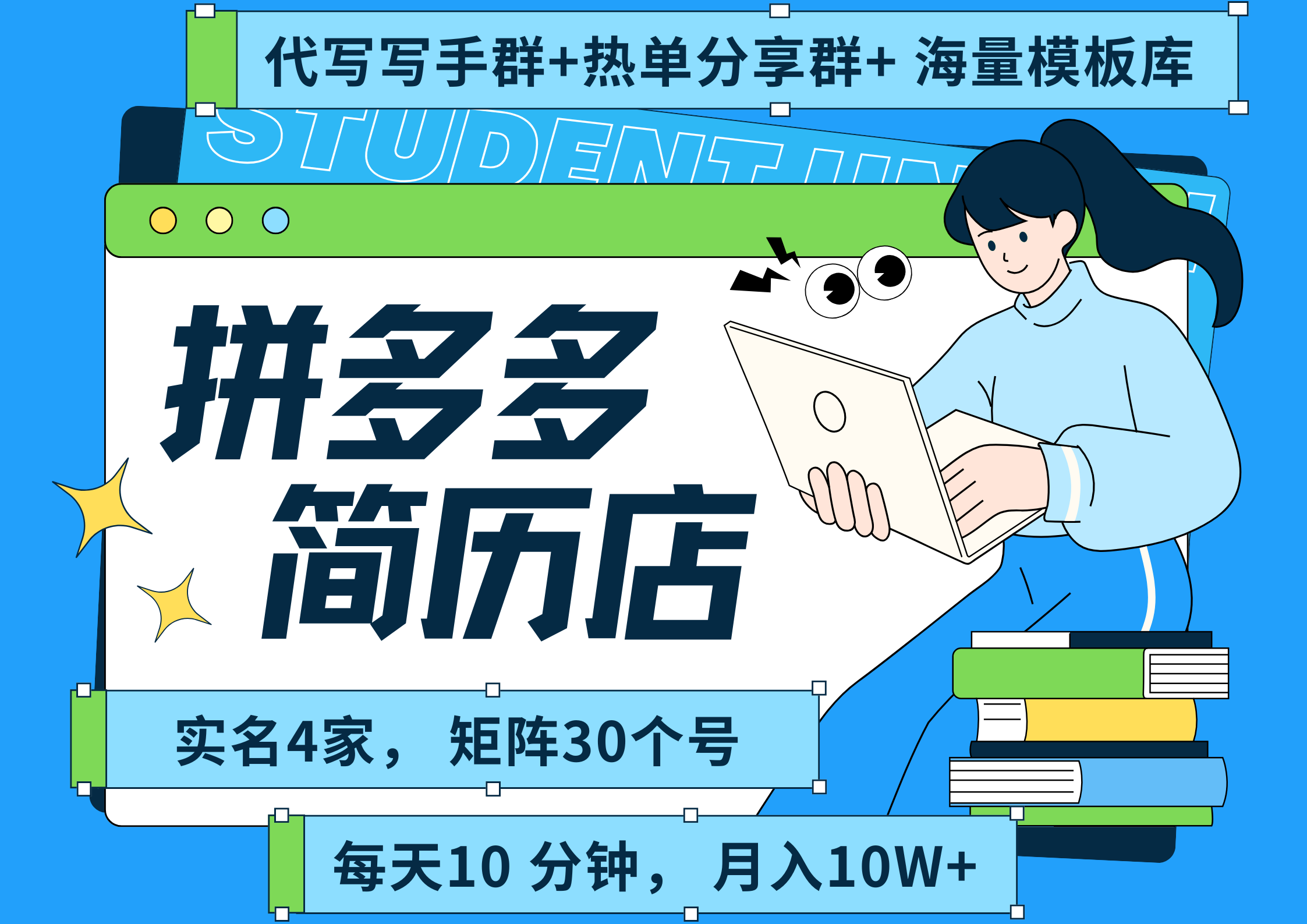拼多多 虚拟资料 简历 海报代写 全SOP流程 毫无保留分享（含后端资料以及代写渠道）每天十分钟 每人实名四个店  矩阵30个账号  轻轻松松 月入10W网创库-网创项目资源站-副业项目-创业项目-搞钱项目网创库