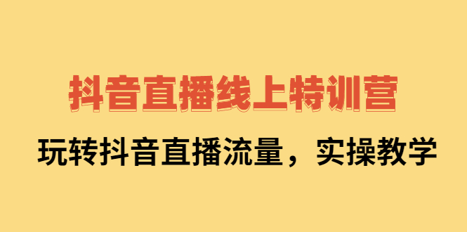 抖音直播线上特训营：玩转抖音直播流量，实操教学网创库-网创项目资源站-副业项目-创业项目-搞钱项目网创库