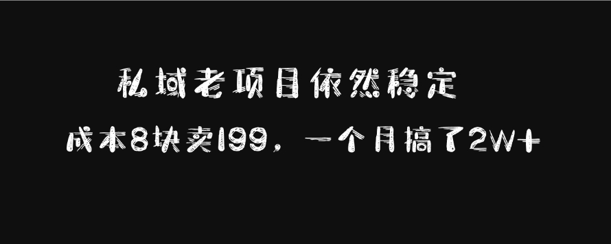 私域老项目依然稳定，成本8块卖199，一个月搞了2W+网创库-网创项目资源站-副业项目-创业项目-搞钱项目网创库